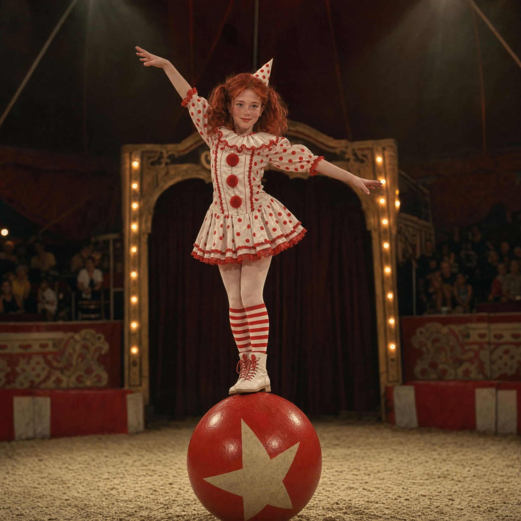 Dolores, de roodharige circusclown met goochelhoed